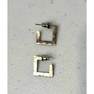 Vintage Silver Tone Square‎ Hoop Earrings Boho Indie Retro Dainty Capsule Gift